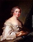 Portrait Of A Lady Leaning On A Balustrade by Jean Marc Nattier